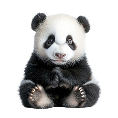 Naklejka premium Angular view full body shot of a baby panda studio shot isolated on a white transparent background