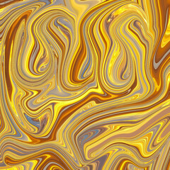 Obraz premium Golden and amber marbled swirl texture with fluid movement and elegant metallic highlights. Ideal for luxury abstract backgrounds.