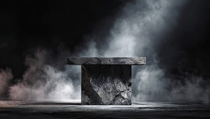 Dark, smoky stone podium