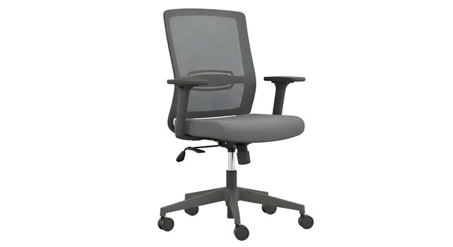 Gray mesh office chair w/ adjustable arms and five-star base