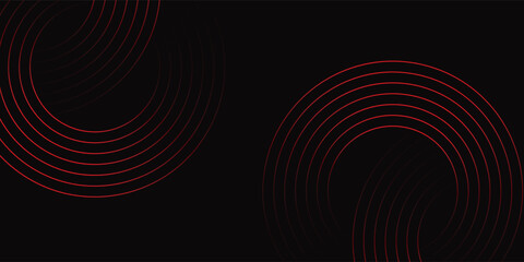 Abstract Red Neon Dual Swirl Lines on Dark Background, Vector illustration