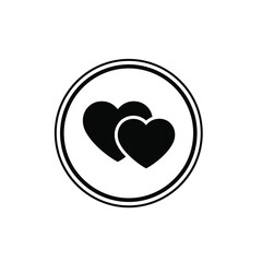 Two black hearts inside a double circle love symbol