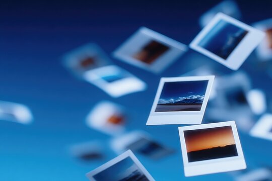 Floating photographs create dynamic sense of nostalgia and memory exploration