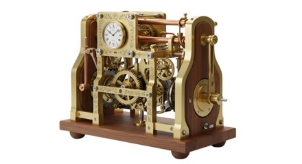 Ornate brass clockwork exposed mechanism