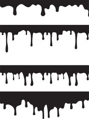 Dripping Paint Pattern – Black Liquid Bands with Organic Flow on White Background