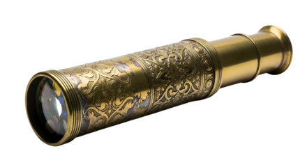 Ornate brass telescope with decorative floral engraving