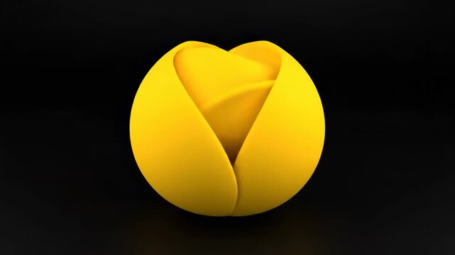 Vibrant yellow abstract egg shape with a subtle top indentation on a black background