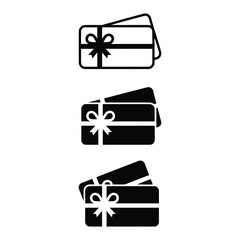 Set of gift cards with ribbons and bows icons for present and shopping promotions