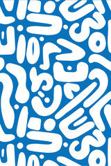 Abstract Blob Grid – White Irregular Shapes on Blue Background with Textured Surface