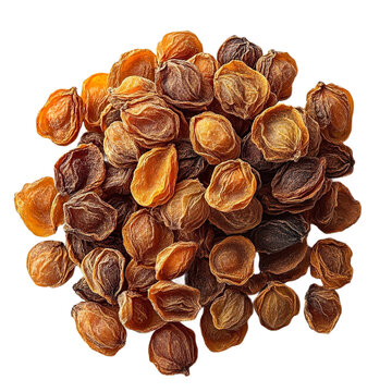 Top view of a dried amla fruit studio shot isolated on a white transparent background