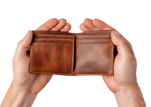 Empty brown leather wallet held in hands (6)