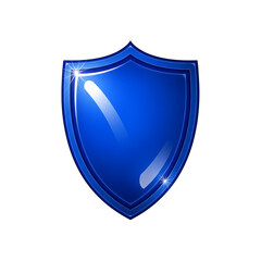 Blue Glossy Security Shield on transparent background