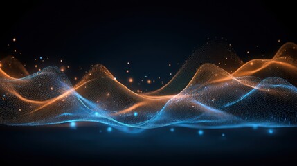 Abstract digital landscape with glowing particles