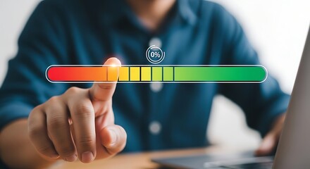 Finger touching loading bar with progress indicator