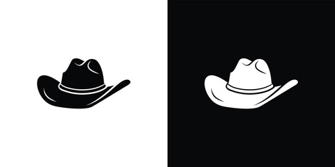 Cowboy Hat Clipart Icon, Monochrome Western Symbol, Black and White Artwork, Hat
