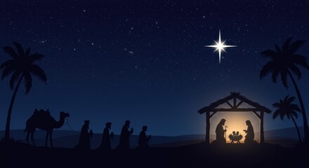 Epiphany day celebration reflecting the star of bethlehem and nativity scene