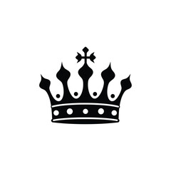 Silhouette Crown With Cross Icon isolated on white background royalty and coronation