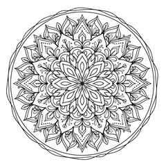 Old Mandala Badge: Intricate Vintage Floral Vector Ornament for Henna and Zen Coloring