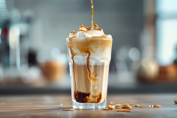 Caramel Cream Iced Latte Pour