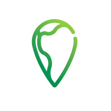 Eco Green Location Pin Icon on transparent background