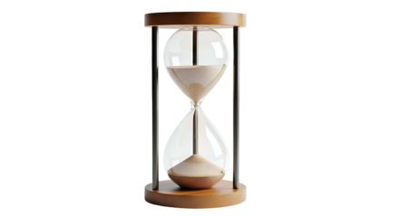 Hourglass showing sand flowing between two glass bulbs