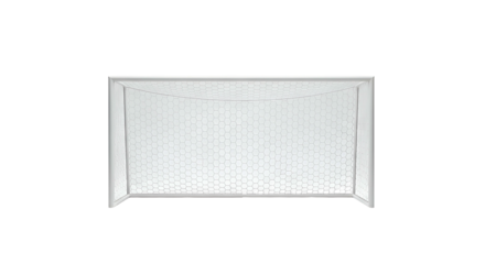Isolated white goalpost net against a black background