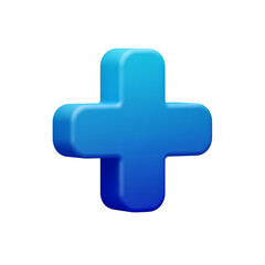 Fototapeta premium Blue 3D Plus Sign Symbol on transparent background