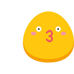 Cute yellow blob character with pink lips puckered in a kiss expression cartoon illustration with transparent background
