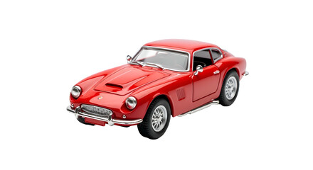 Obraz premium Elegant red classic car coupe, chrome accents, isolated on black
