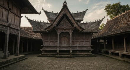 Fototapeta premium Traditional wooden buildings in courtyard