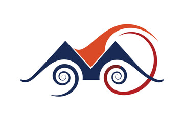 Modern minimalist house roof design featuring abstract floating swirl arcs and geometric shapes