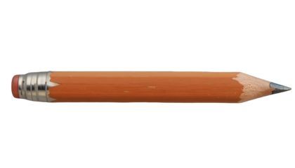 Short wooden pencil with eraser a simple writing instrument for drawing and sketching isolated on white background