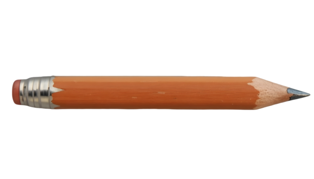 Short wooden pencil with eraser a simple writing instrument for drawing and sketching isolated on white background