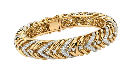 Naklejka premium Ornate gold bracelet adorned with diamonds