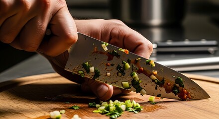 Chopping Fresh Vegetables - A Close-Up of Culinary Preparation.