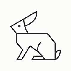 Geometric Origami Style jack Rabbit Outline Vector Icon hare animal