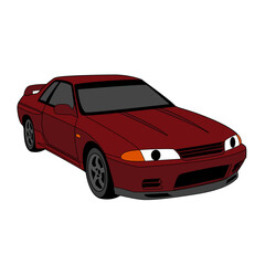 red sports car flat illustration