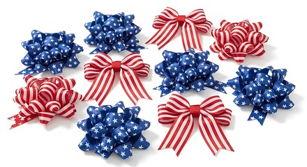 Patriotic Bows - A Collection of Red, White, and Blue Decorations.