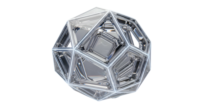 Clear geometric structure with inner polygons, floating in void