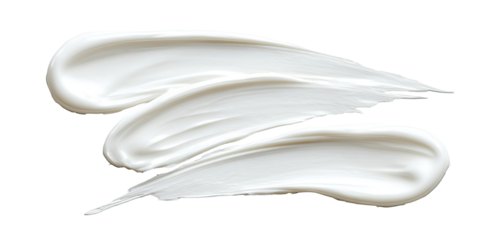 Creamy, white cosmetic product strokes