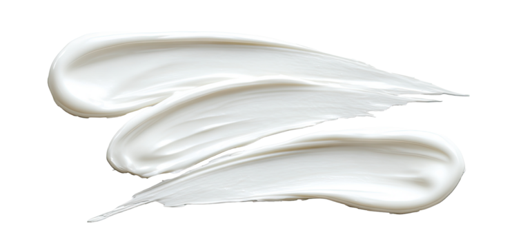 Creamy, white cosmetic product strokes