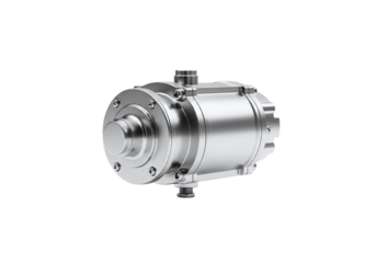 Industrial metal pump isolated on transparent background