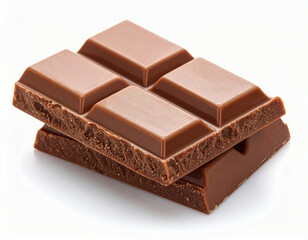 Closeup of Creamy Milk Chocolate Bar Isolated on White Background