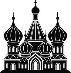 Russian Orthodox church silhouette vector illustration iconic religious architecture landmark design element on transparent background