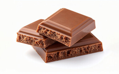 Sweet Milk Chocolate Bar with Rectangular Pieces on White