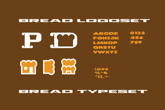 Letter, P, D, Bread Logoset, Typeset, typeface, branding, logo, font, vector alphabet,  