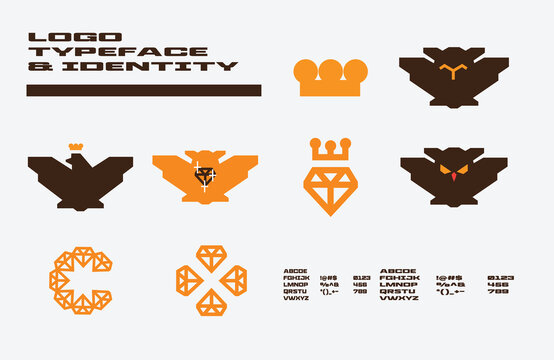 Diamond owl crown with typeface expanded and streched, Owl logo, owl logoset, icon, alphabet vector, typeface, typographic, logo, branding, vector alphabet, 