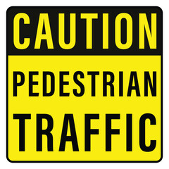 vector illustration of a yellow caution road sign of pedestrian traffic area