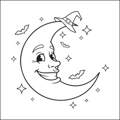 Spooky Halloween black and white coloring pages for adults.