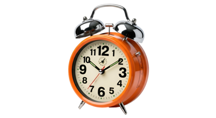 Orange clock analog face, two bells